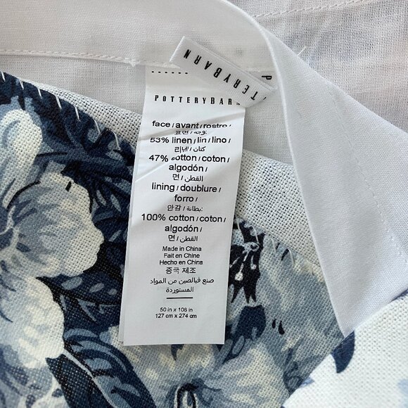 Pottery Barn 2 Blue Garden Floral Toile Curtains Drapes Linen Cotton 50x108" Set - Picture 9 of 10